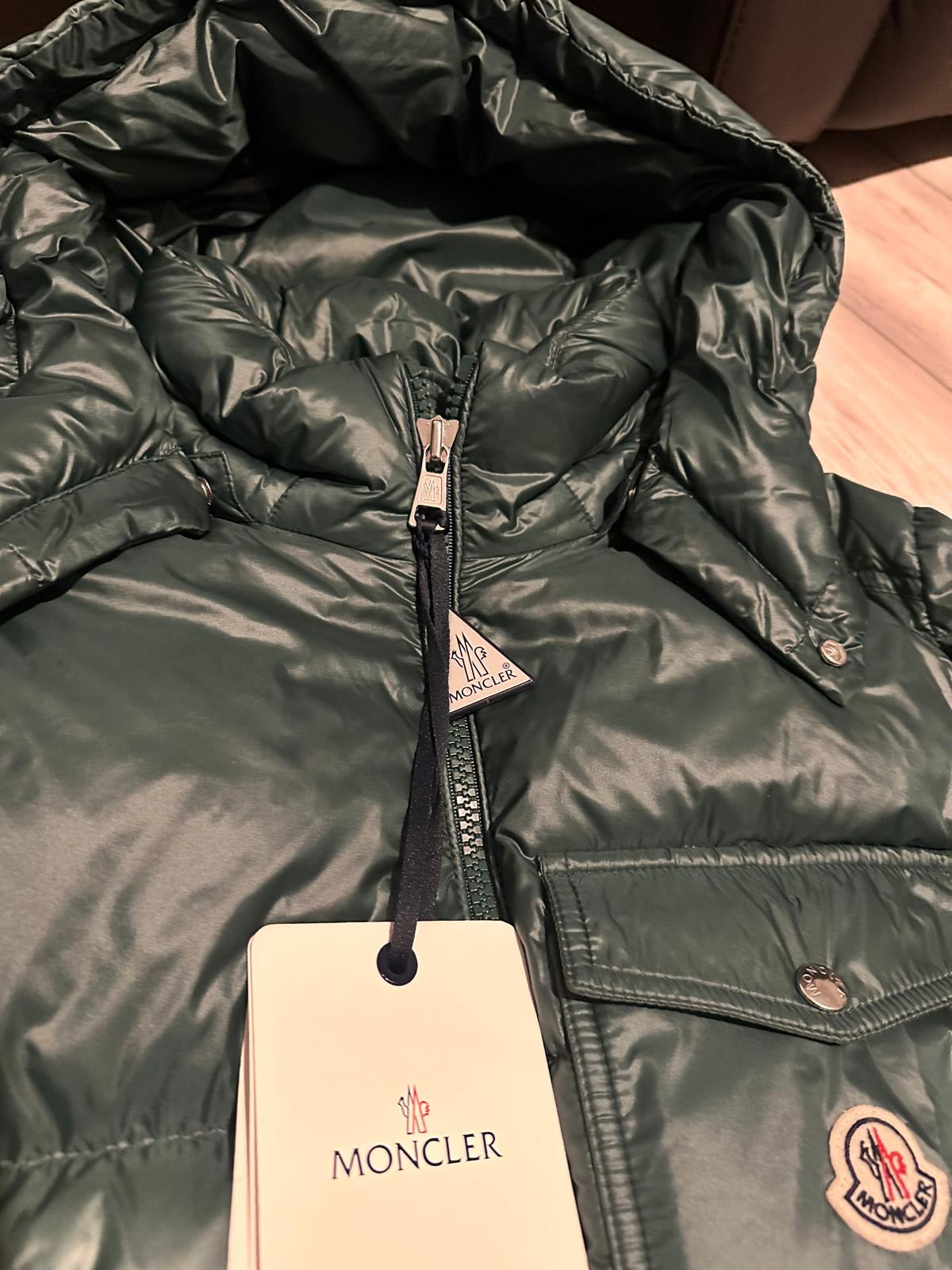 MONCLER WOLLASTON DOWN JACKET PUFFER GREEN - SIZE 0