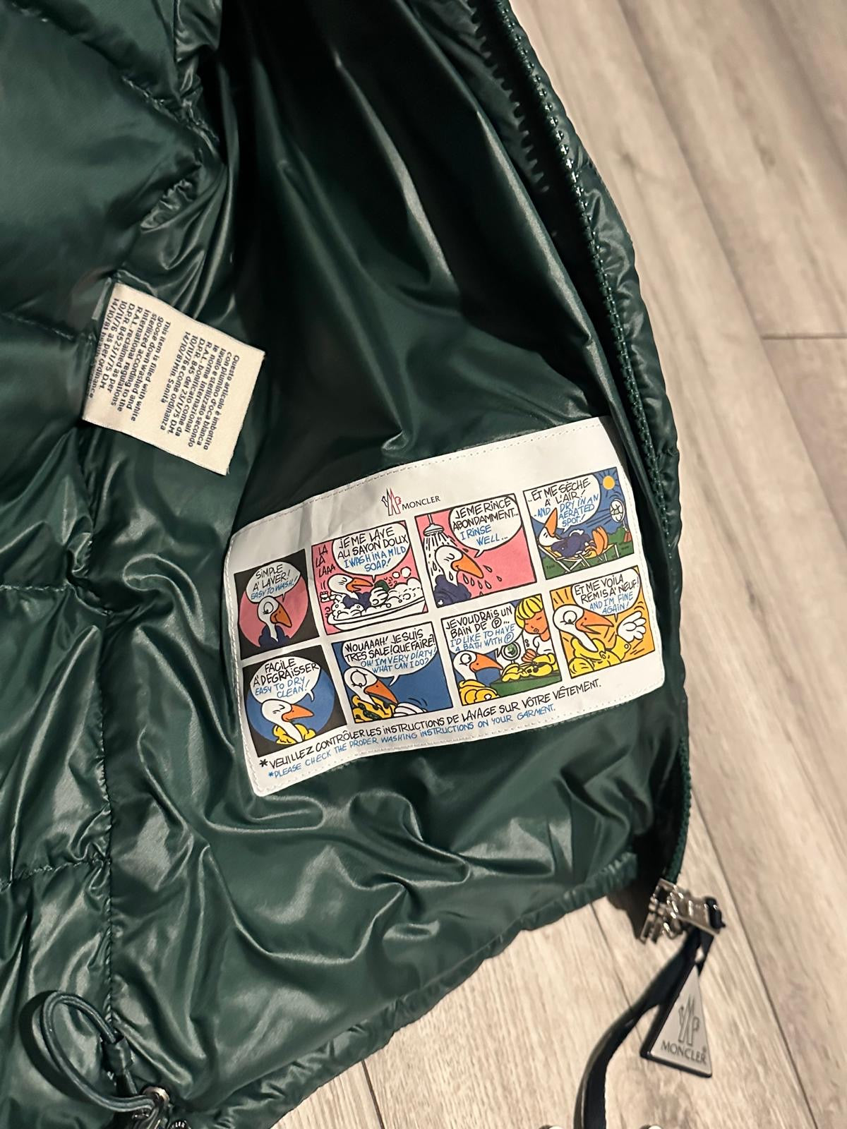 MONCLER WOLLASTON DOWN JACKET PUFFER GREEN - SIZE 0
