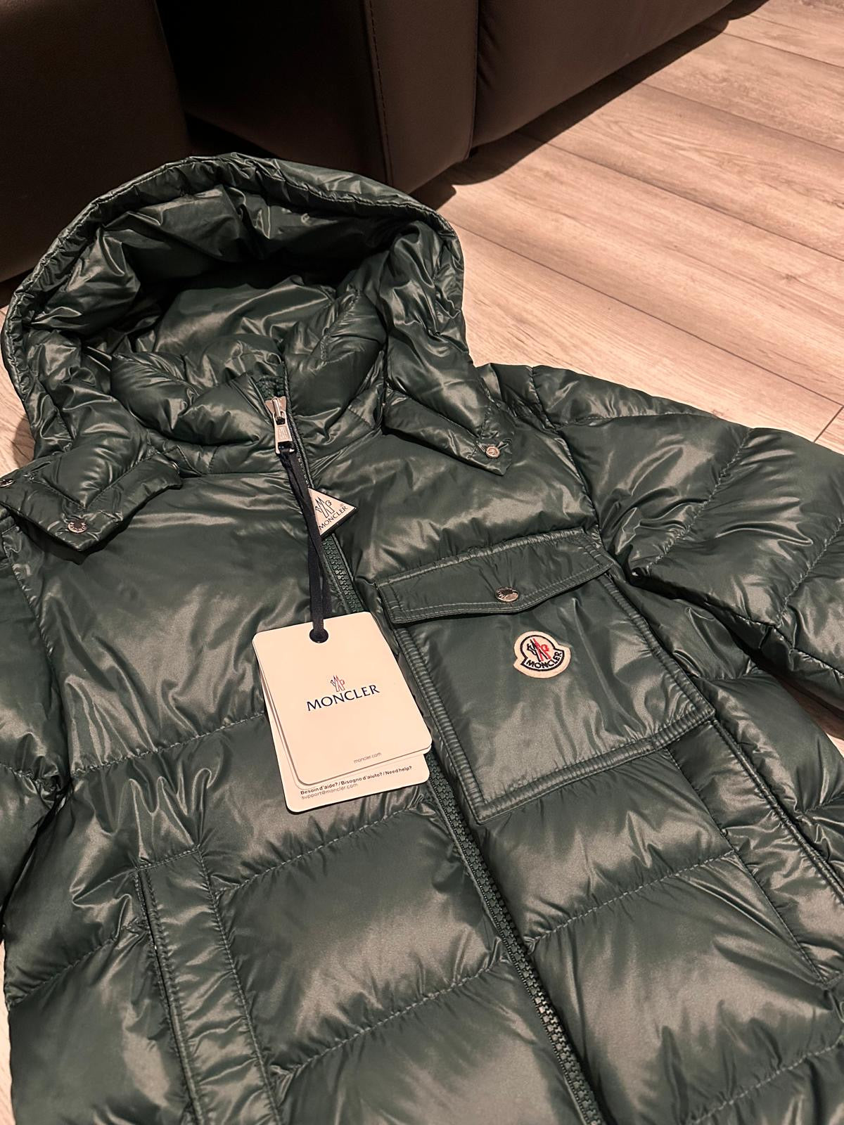 MONCLER WOLLASTON DOWN JACKET PUFFER GREEN - SIZE 0