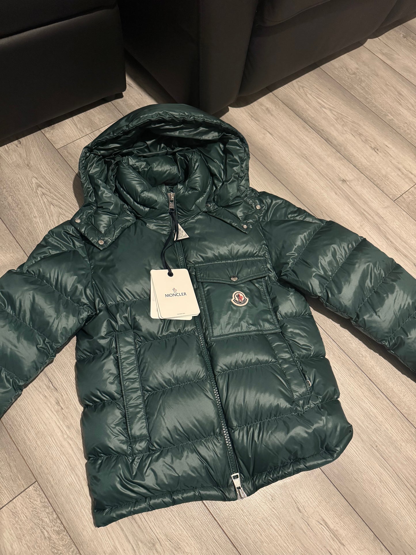MONCLER WOLLASTON DOWN JACKET PUFFER GREEN - SIZE 0