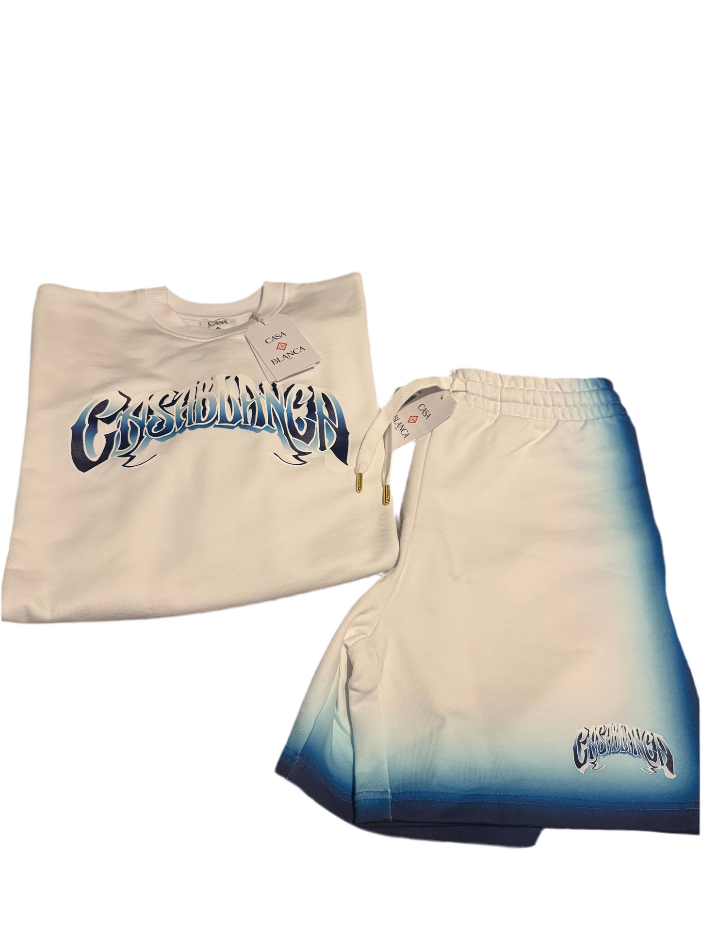 Casa Blanca Logo-Print Degrade Short set - Size M